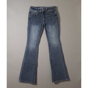 American Eagle Next Level Stretch Kick Boot Cut Blue Jeans Womens 0 Short 25x29